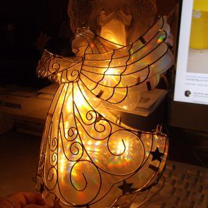 none Accents - irridescent light up angle tree topper like new none Accents - irridescent light up angle tree topper like new